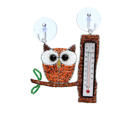 Thermometer, Owl 6.5''x6''x1''