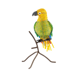 Parrot on Perch, Green 11''x4.5''x11.5
