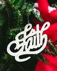 White Faith Ornament 4''x3''