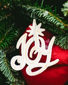 White Joy Ornament 3''x4''