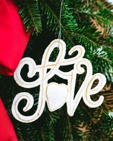 White Love Ornament 4''x4''