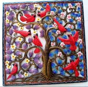 Painted Cardinal Tree of Life 32''x32''