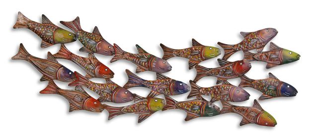 Painted Schooling Fish 34"x12"