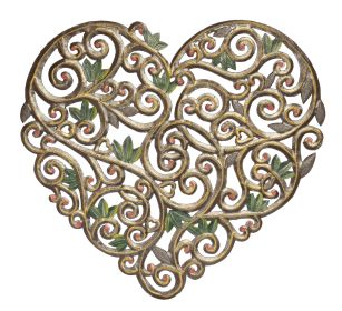 Painted Filigree Heart 17''x17''