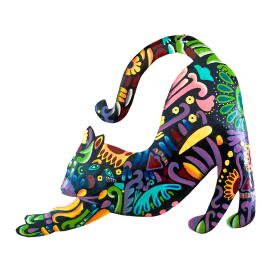 Vivid Cat Stretching 11''x10''