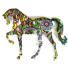 Painted Vivid Prancing Horse 16''x11''