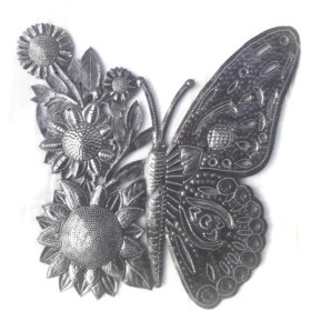 Butterfly with Flowers 12''x12''