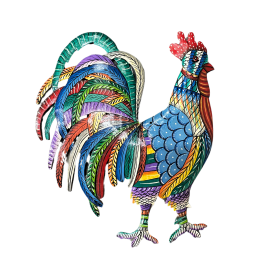 Painted Blue Rooster 17"Lx20"W