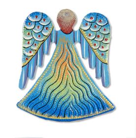 Blue Painted Angel Ornament 3"x4"