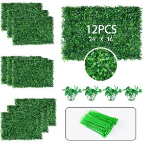 12 - Pack 24"x16" Artificial Grass Wall - 32 Square Feet, UV-Protected, Boxwood Hedge Design - Perfect for Indoor & Outdoor Spaces, Garden & Back