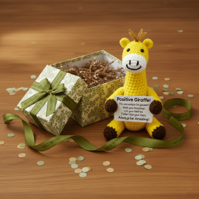 Handmade knitted giraffe gift box set, suitable for desktop decoration, school bag charm, and as a gift for elderly people, friends