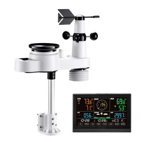 VEVOR 5-in-1 Wireless Weather Station, 7.5-Inch VA Display, Solar Powered Outdoor Sensor, Rain Gauge, Indoor Outdoor for Weather Forecast, Temper