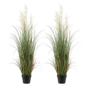 VEVOR Artificial Grass Plant, 2 Pack 47 inch Reed Flower Grass in Pot