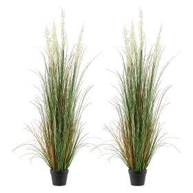 VEVOR Artificial Grass Plant, 2 Pack 59 inch Faux Reed Flower Grass in Pot