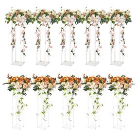 VEVOR 10PCS 23.6inch High Wedding Flower Stand, With Acrylic Laminate,Acrylic Vase Column Geometric Centerpiece Stands