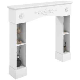 Baroque Fireplace Mantel, Freestanding Fireplace Surround with Leg for Electric Fireplaces, 45.3" W x 39.4" H, White