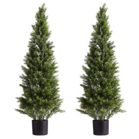 VEVOR Artificial Topiary Cedar Trees, 48 inch 2 Set Faux Pine Shrubs Plants, Fake Silk Tree Look Real