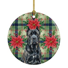 Cane Corso Christmas PoinsettIas Ceramic Ornament Christmas Tree Hanging Decorations for Home Christmas Holiday, Party, Gift, 3 in, Multicolor