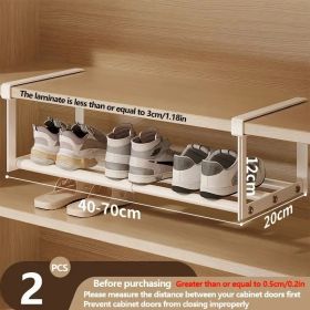 Adjustable And Expandable Shoe Rack, Stackable Iron Shoe Rack, Space Saving Hanging Rack, Suitable For Home Shoe Cabinet Storage, Bottom Basket, (Option: 2Pcs)