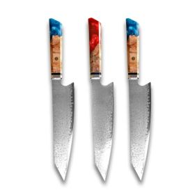 Chef's Knife For Japanese Cuisine In Damascus (Option: Red Blue Blue-34.7cm)