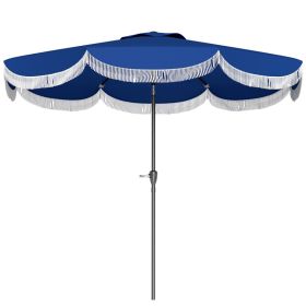 9FT Patio Umbrella,Outdoor Market Umbrella With Crank, 8 Ribs, Push Button Tilt, Vented Patio Table Umbrella For Deck Backyard Lawn, Navy Blue (Option: Navy Blue)