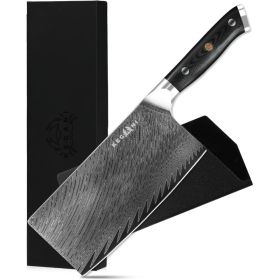 Kegani Meat Cleaver Knife 7 Inch - Damascus 73 Layers AUS-10 Steel Core Butcher Knife - G10 Handle Chinese Knife With Gift Box & Sheath (Option: Meat Cleaver Knife-Silver Knight Series)