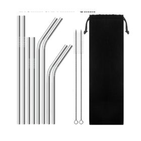 Colourful Reusable Stainless Steel Straws (Option: Silver1-Suit)
