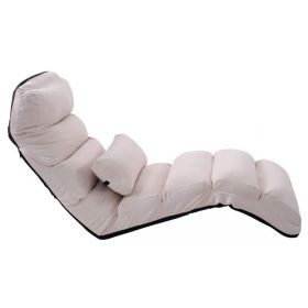 Foldable Multi-Position Sofa Bed Lounger Couch with Pillow (Color: Suede)