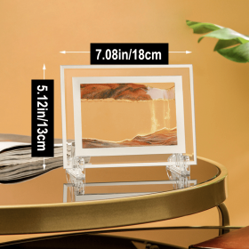 1pc; Dynamic Square Quicksand Painting; Romantic Gift; Quicksand Painting Decoration; Home Decoration; Office Desktop Decoration; Hourglass Dynamic Ar (Color: YELLOW, size: 7.08in/18cm)