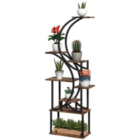 Plant Stand Indoor, 8 Tier 62" S-Shaped Plant Shelf, Corner Plant Rack for Multiple Plants, Carbonised Finish (Color: default)
