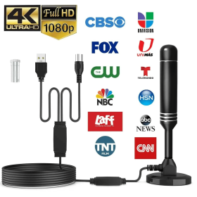 5600Miles Upgraded TV Antenna HDTV Amplified Digital 4K 1080P Long Range Indoor (Antenna Power Gain: 36dBi (Magnetic Type))