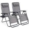 Set of 2 Zero Cravity Lounge Chairs,Outdoor Patio Folding Recliners for Pool Beach with Pillow and Cup Holder