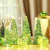 6 Pcs Mercury Glass Christmas Tree for Tabletop Light up Figurine Christmas Tree Mercury Cracked Glass Globe with Light for Xmas Decor Home Party Cent