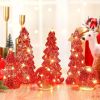 6 Pcs Mercury Glass Christmas Tree for Tabletop Light up Figurine Christmas Tree Mercury Cracked Glass Globe with Light for Xmas Decor Home Party Cent