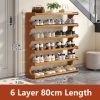 5/6-layer practical storage rack, shoe rack, space-saving design, multi-layer independent storage rack, wood grain finish, easy to assemble