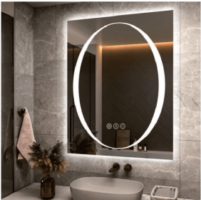 Triple Color Temperature/LED/RGB Smart Touch Control Bathroom Mirror with Tempered Glass, Adjustable Light, Fog & Shatterproof, Memory Function (S3R13874UL55"x30": S3R18282UL72"x32")