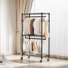 Heavy Duty Rolling Garment Rack 3 Tiers Adjustable Wire Shelving Clothes Rack with 2 Rods and Side Hooks
