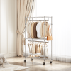 Heavy Duty Rolling Garment Rack 3 Tiers Adjustable Wire Shelving Clothes Rack with 2 Rods and Side Hooks