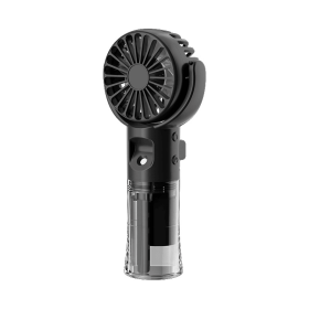 Portable Handheld Spray Fan 4-Speed Water Spray Mist Fan Summer Cooling Artifact USB Charging Summer Supplies Outdoor Mini Fan (Color: Black)