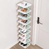 9Tier Narrow Entryway Shoe Rack Free Standing Vertical Shoe Organizer Plastic Shoes Storage Shelf Closet Hallway