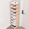 9Tier Narrow Entryway Shoe Rack Free Standing Vertical Shoe Organizer Plastic Shoes Storage Shelf Closet Hallway