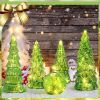 6 Pcs Mercury Glass Christmas Tree for Tabletop Light up Figurine Christmas Tree Mercury Cracked Glass Globe with Light for Xmas Decor Home Party Cent