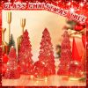 6 Pcs Mercury Glass Christmas Tree for Tabletop Light up Figurine Christmas Tree Mercury Cracked Glass Globe with Light for Xmas Decor Home Party Cent