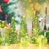 6 Pcs Mercury Glass Christmas Tree for Tabletop Light up Figurine Christmas Tree Mercury Cracked Glass Globe with Light for Xmas Decor Home Party Cent